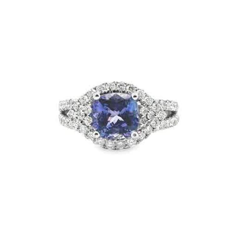 18k White Gold Tanzanite And Diamond Ring