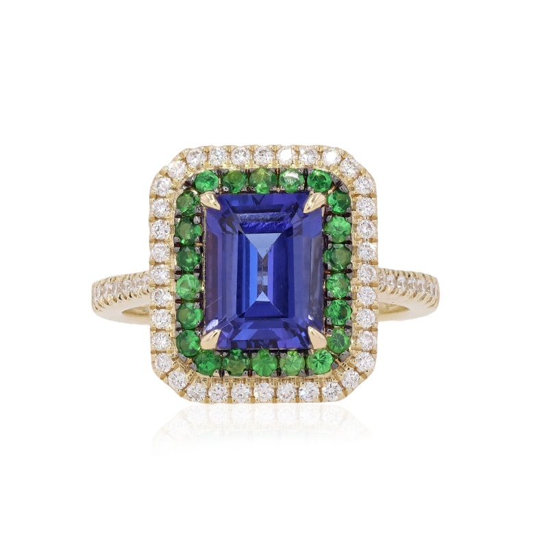 Tanzanite, Tsavorite And Diamond Ring