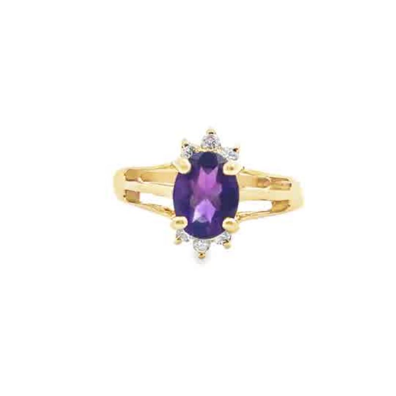 14k Yellow Gold Amethyst Ring