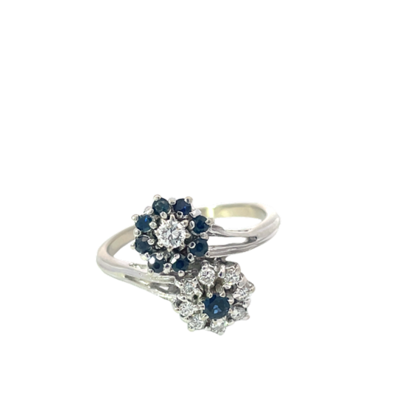 14k Diamond And Sapphire Ring