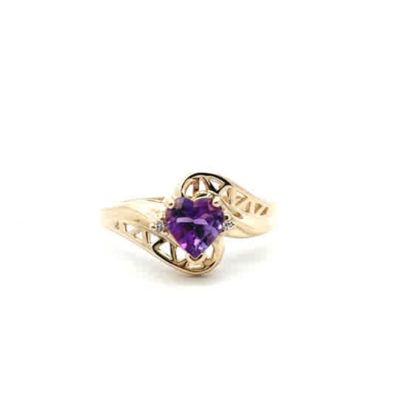 10k Amethyst And Diamond Ring