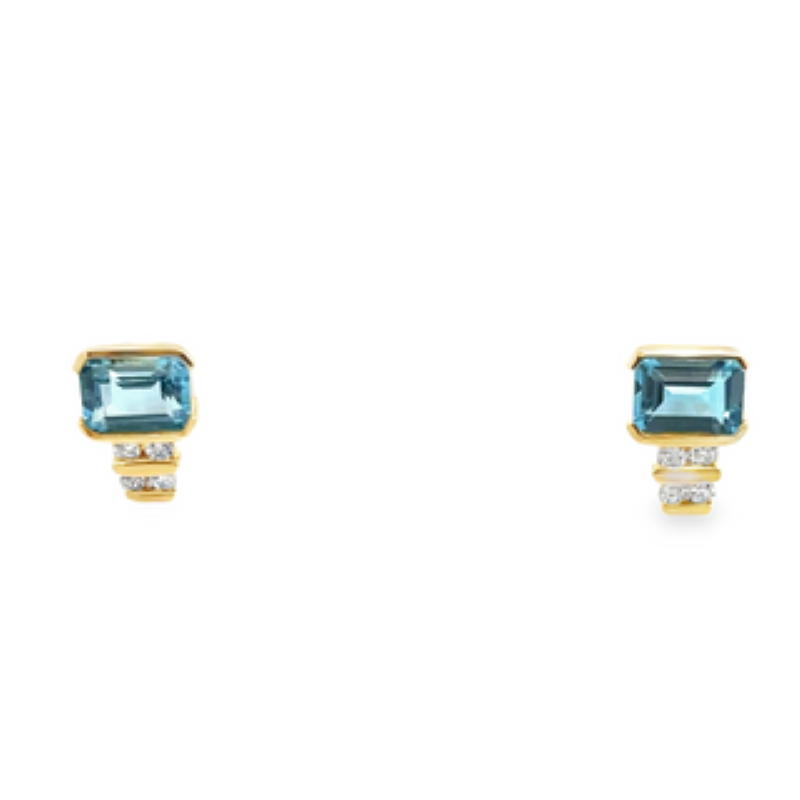 Blue Topaz And Diamond Earrings