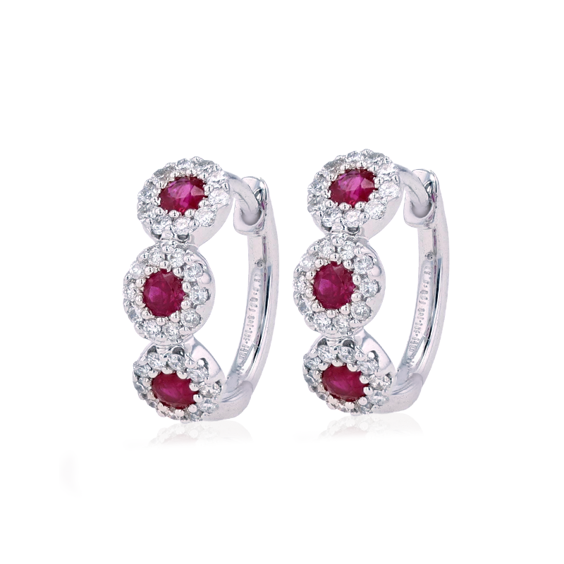 14k Ruby And Diamond Earrings