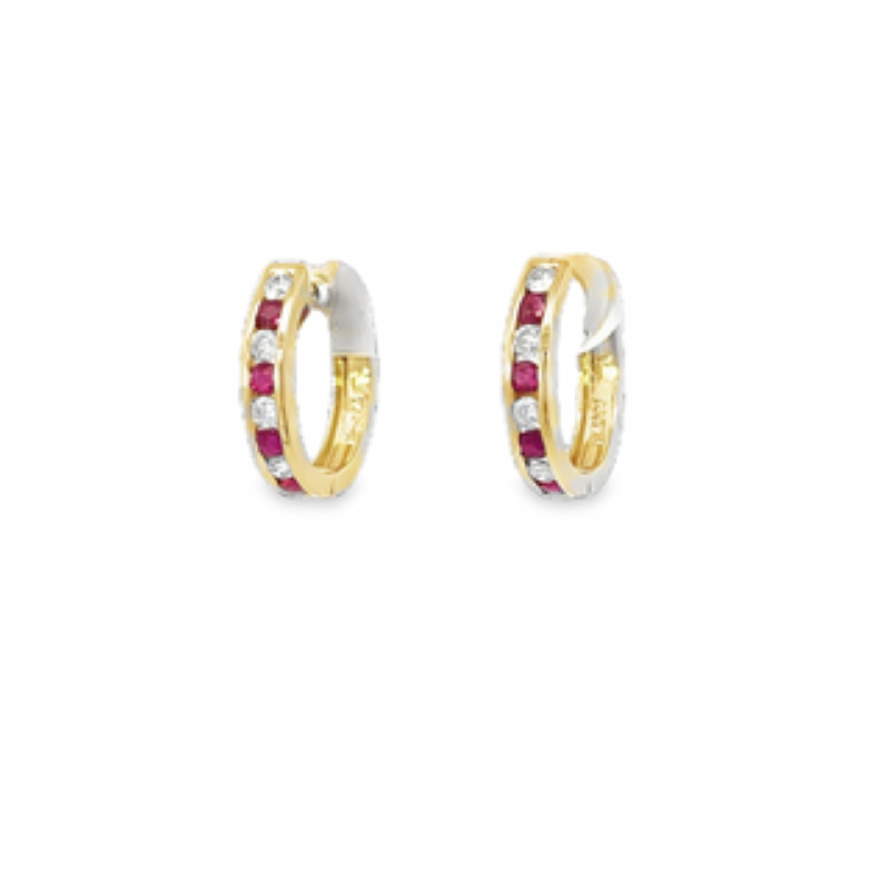 14k Diamond And Ruby Earrings