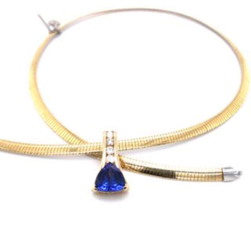 14k Yellow Gold Diamond Tranzanite Pendant