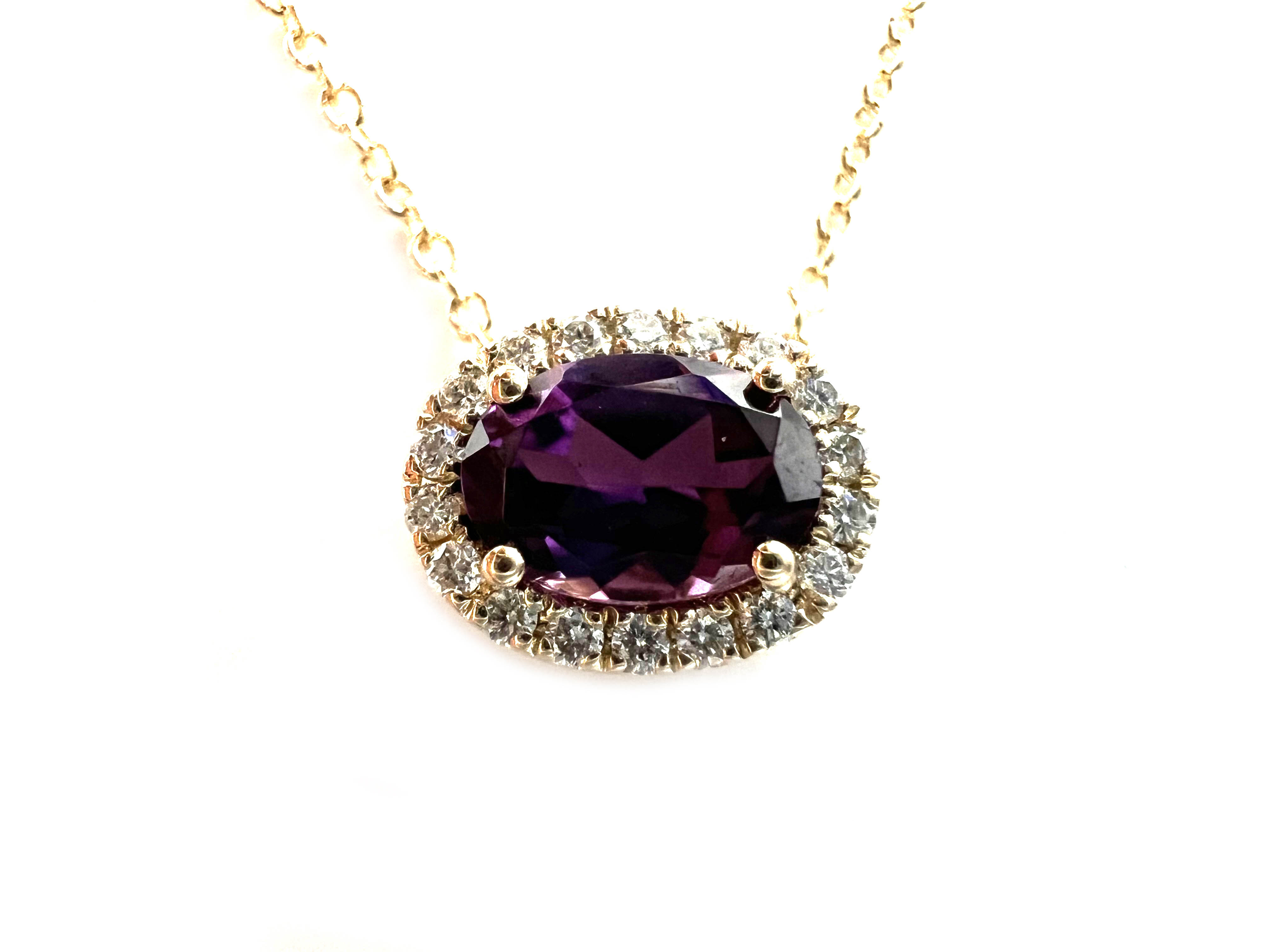 14k Yellow Gold Diamond Garnet Pendant