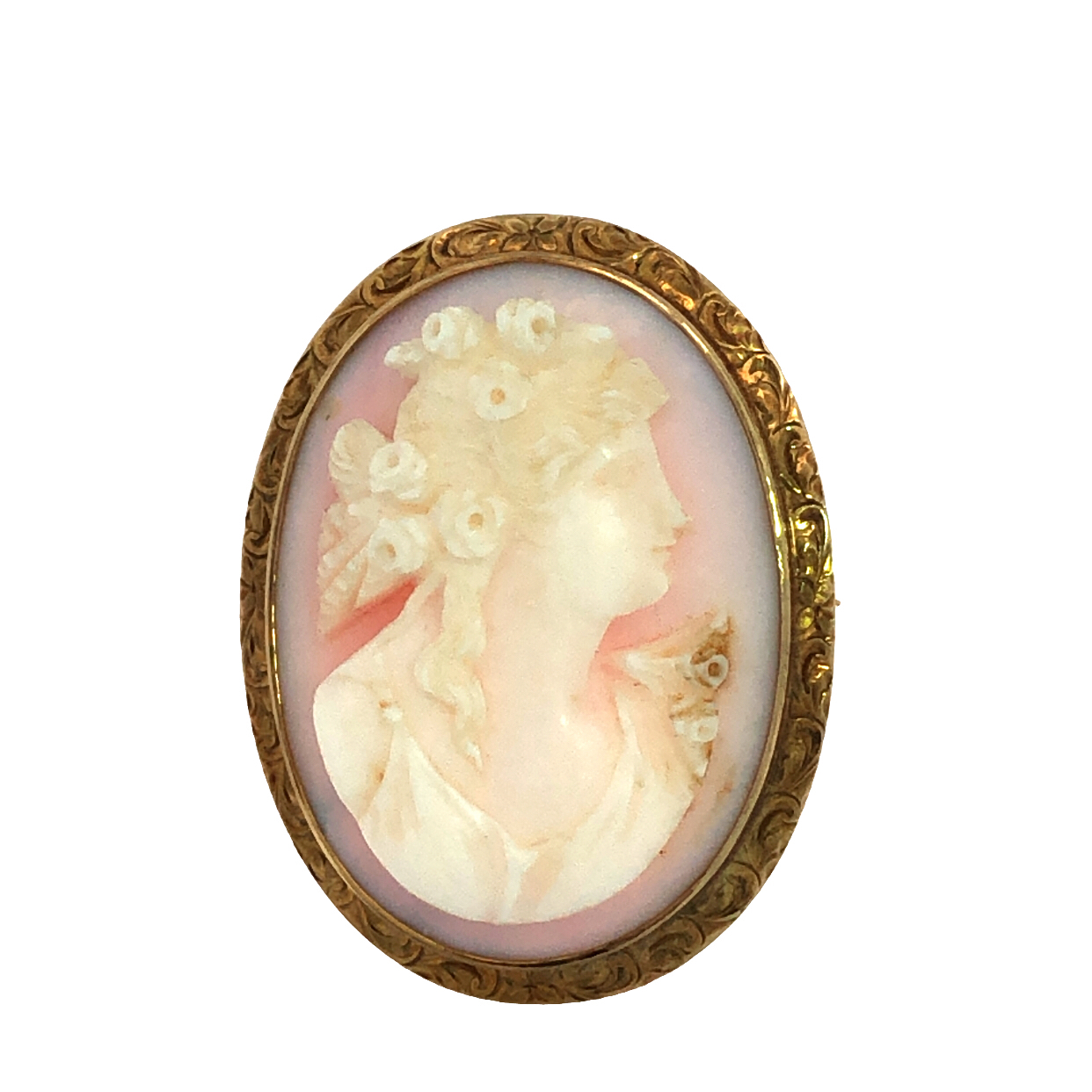 Lady's White 14 Karat Cameo Pin