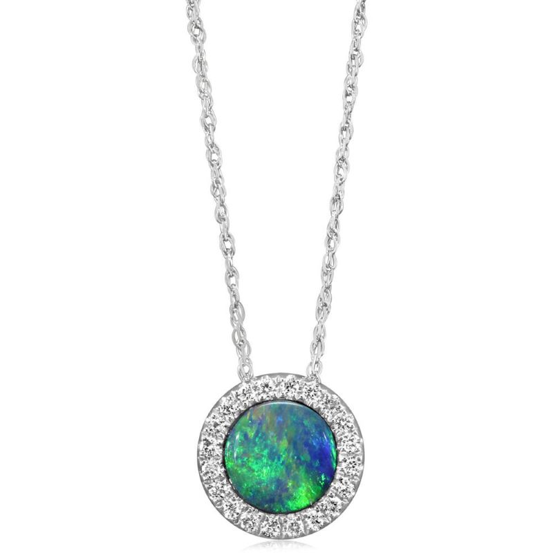 Opal And Diamond Fashion Pendant