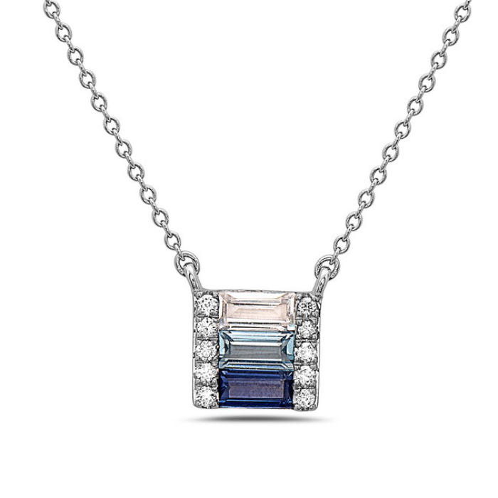 14k White Gold Topaz Pendant