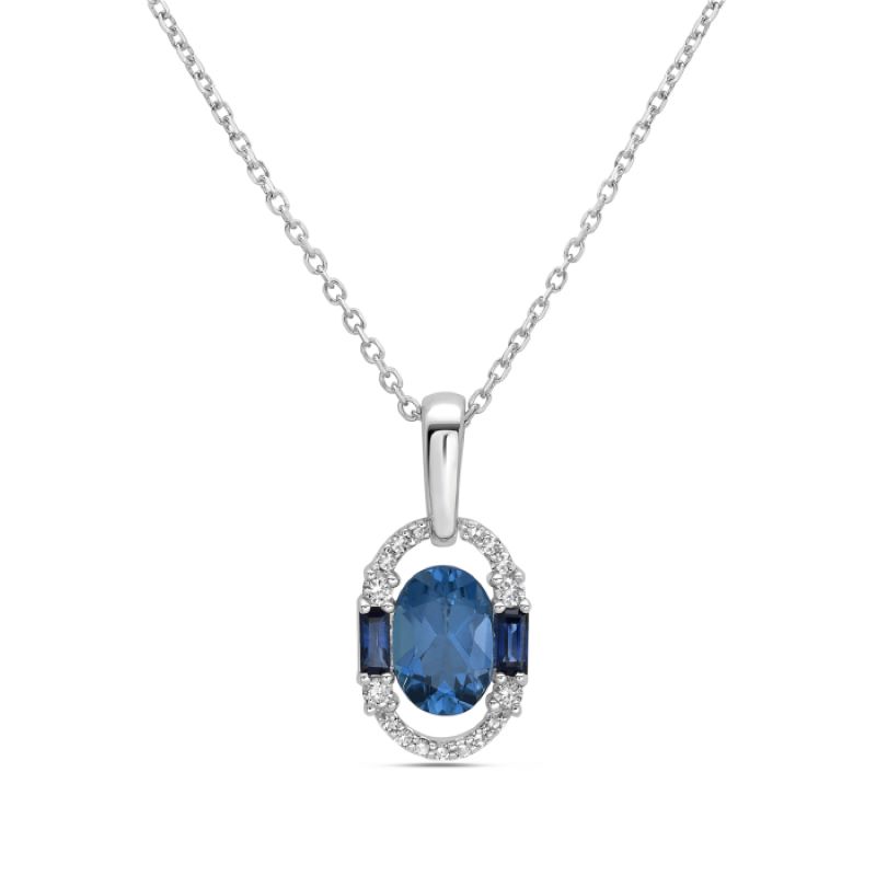 Diamond And Blue Topaz Pendant