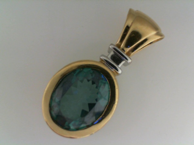 14kt Bluish/greentopaz Drop Pendant