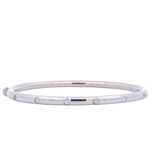 White 14 Karat Bangle Bracelet With 6=0.35tw Round H Si2 Diamonds