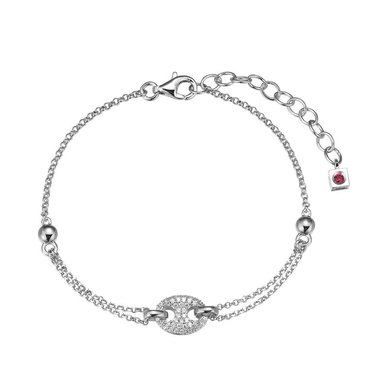 Sterling Silver Cz Marina Link Bracelet