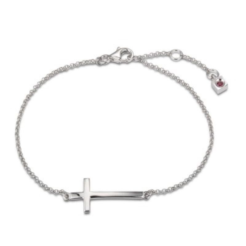 Sterling Silver Cross Bracelet Length 7