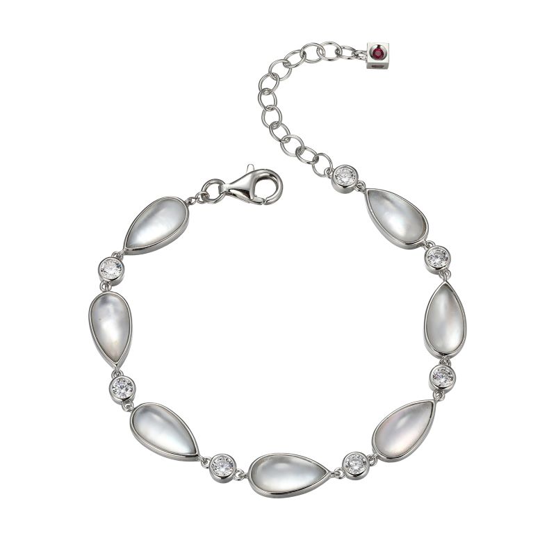 Sterling Silver Crystal & Mother Of Pearl Bracelet