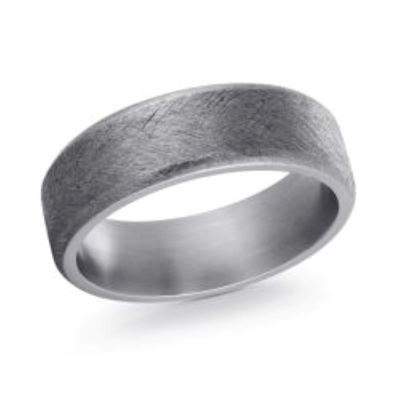 7mm Gray Tantalum Scratch Wedding Band Size 10