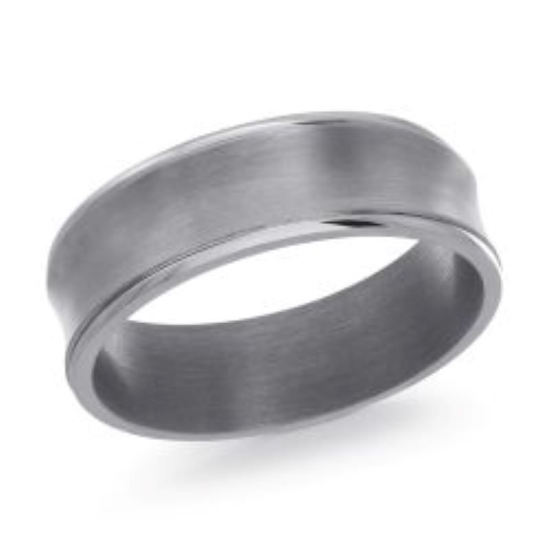 7mm Gray Tantalum Concave Wedding Band Size 10