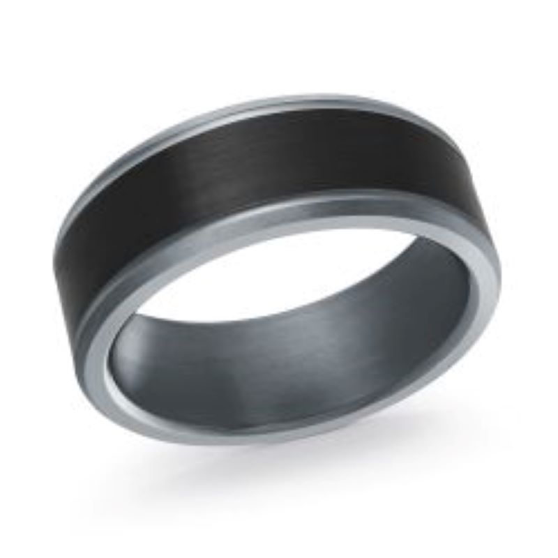 8mm Carbon Fiber Tantalum Satin Wedding Band Size 10