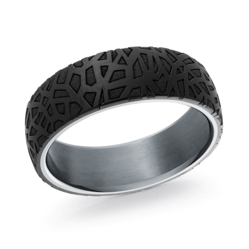 7mm Carbon Fiber Tantalum Leopard Wedding Band Size 10