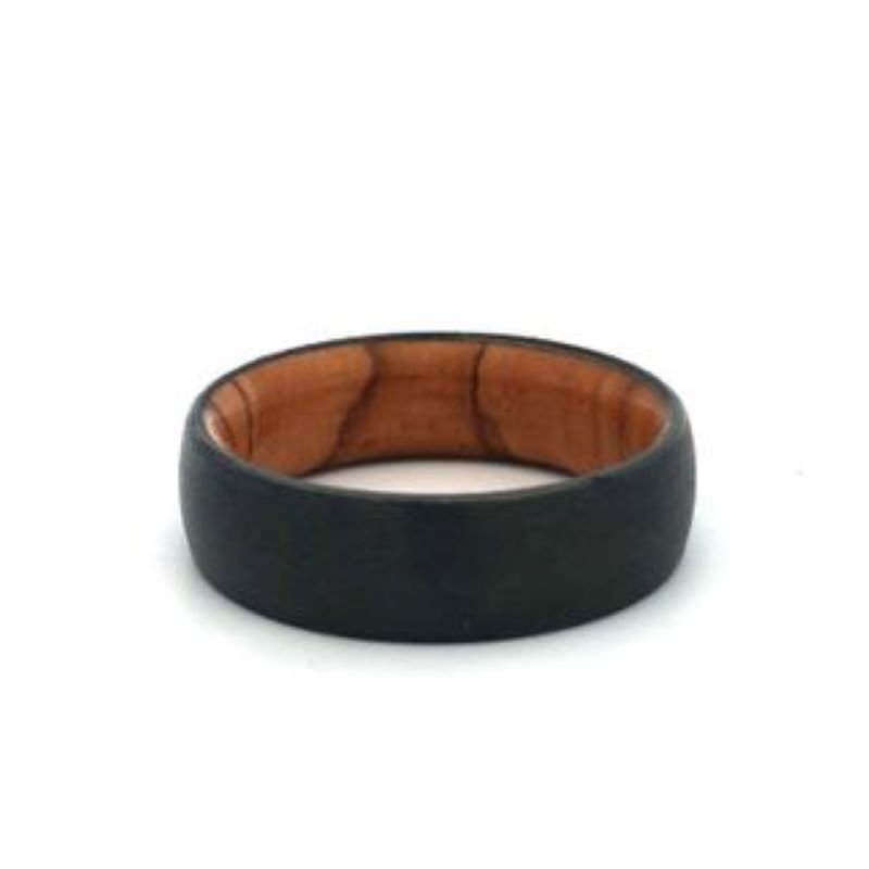 Zirconium Dome Satin & Wood Band Size 10