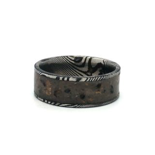 Damascus Flat Dino Sand Inlay Band Size 10