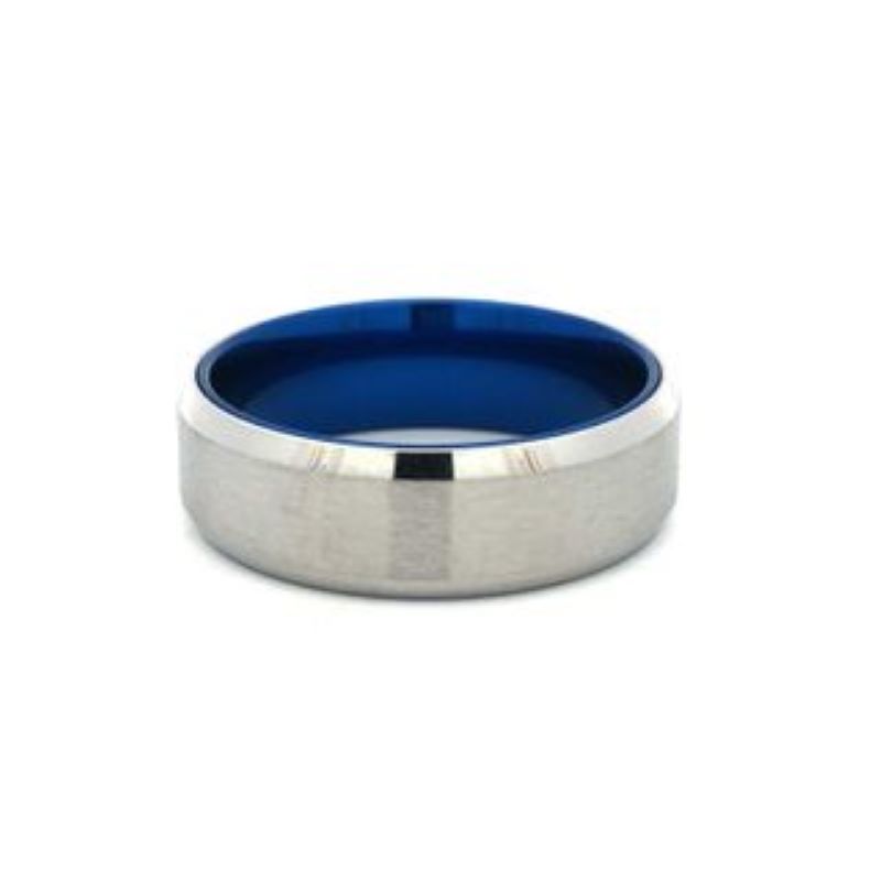 Cobalt Bevel Satin Finish With Blue Anodized Sleeve Band Size 10