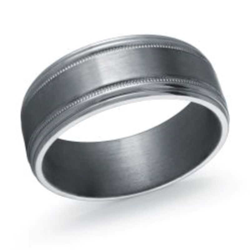 8mm Gray Tantalum Comfort Fit Wedding Band Size 10