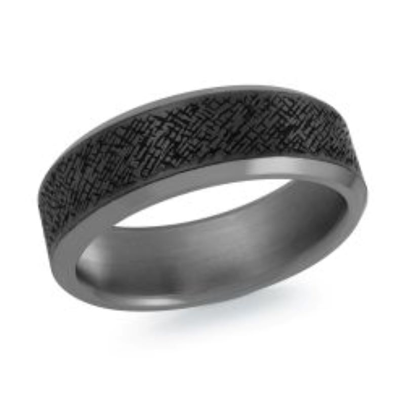 7mm Tantalum & Carbon Fiber Tantalum Scratch Wedding Band Size 10