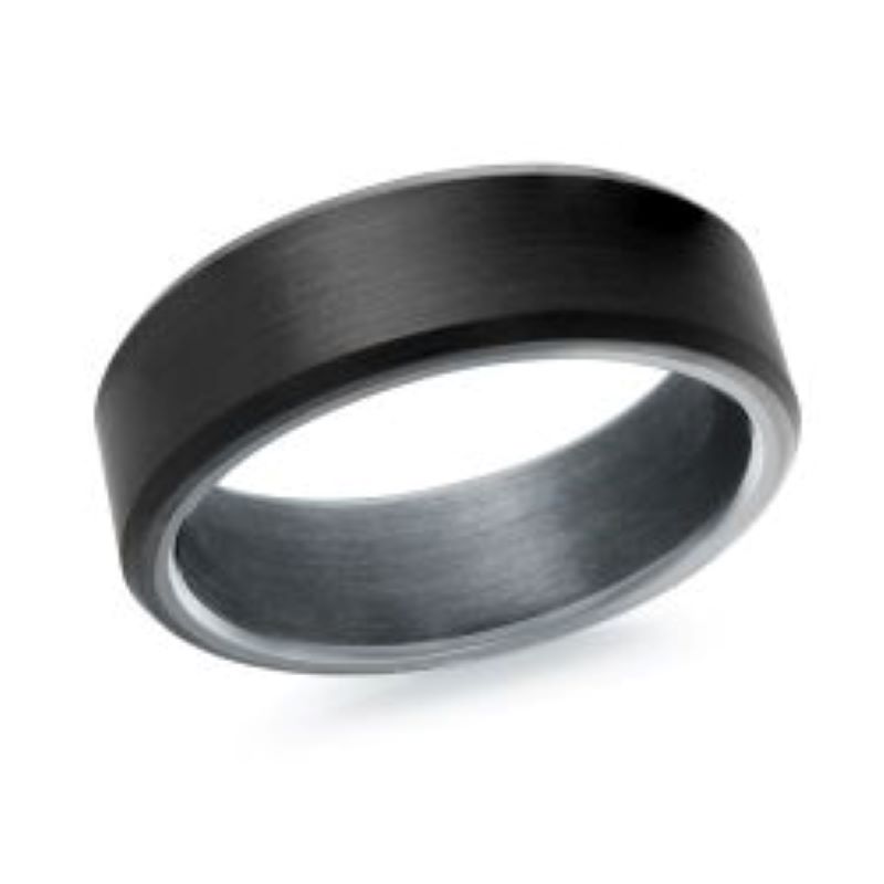 7mm Carbon Fiber Tantalum Satin Wedding Band Size 9