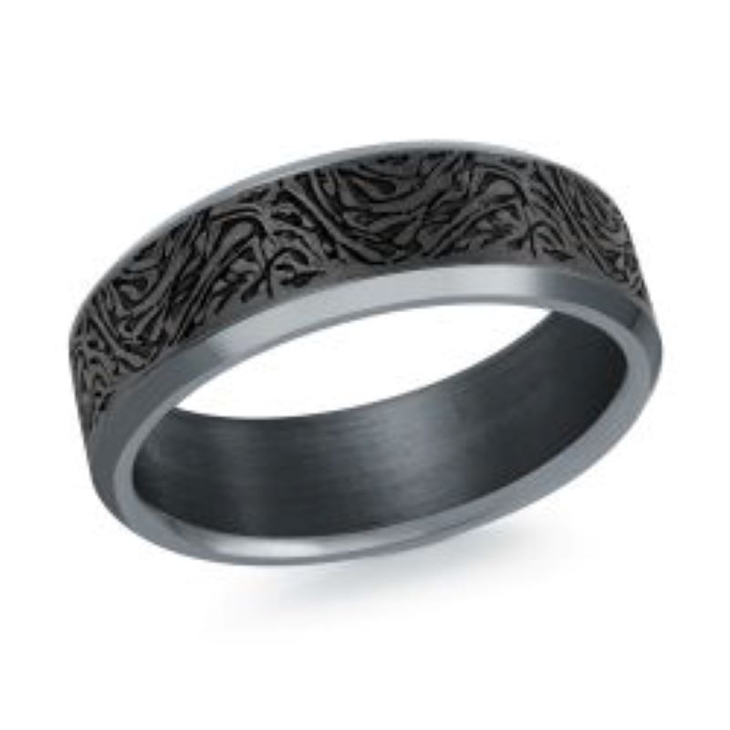 7mm Gray Carbon Fiber Tantalum Wedding Band Size 9