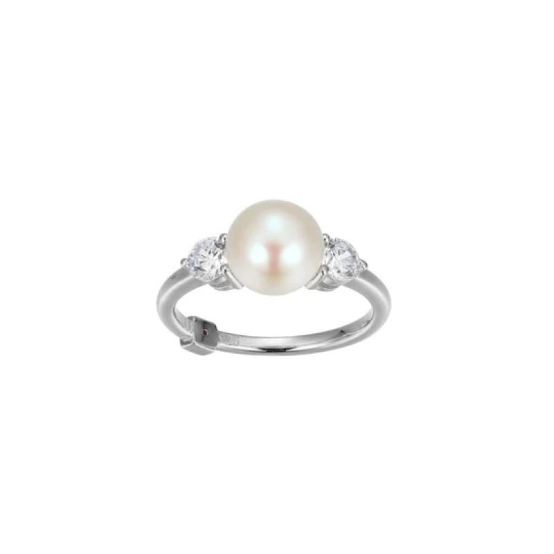 Sterling Silver Rhodium Plated Pearl Ring