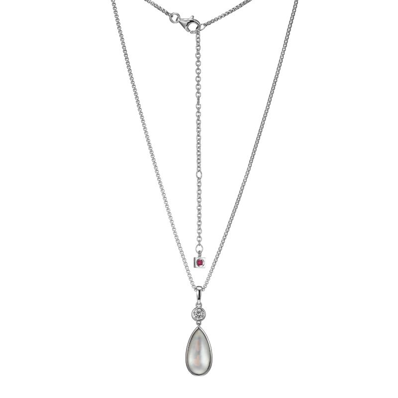 Sterling Silver Crystal & Mother Of Pearl Pendant