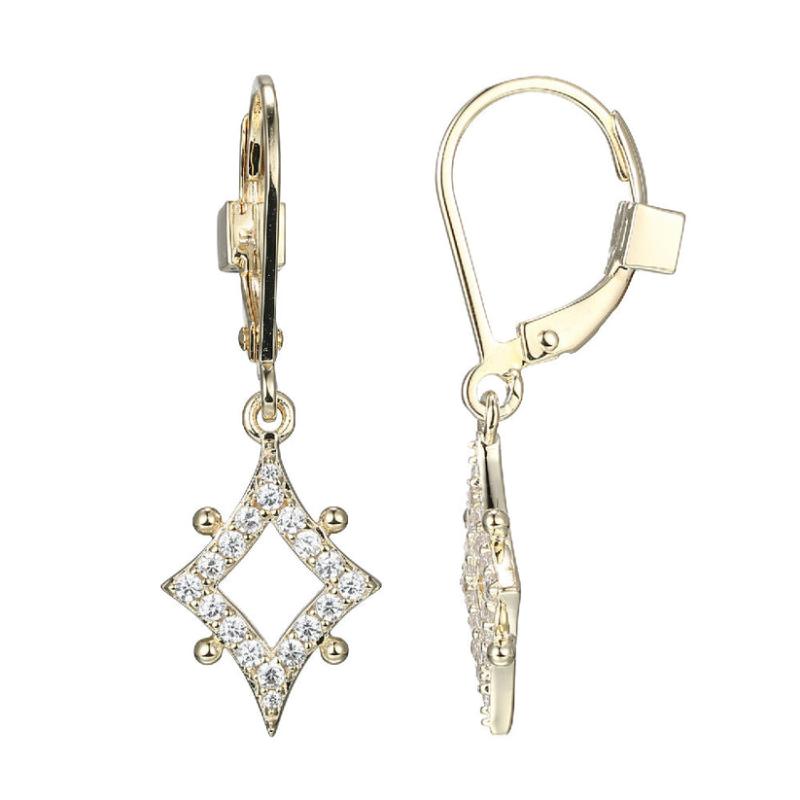 Sterling Silver Cz Rhodium-plated Earrings