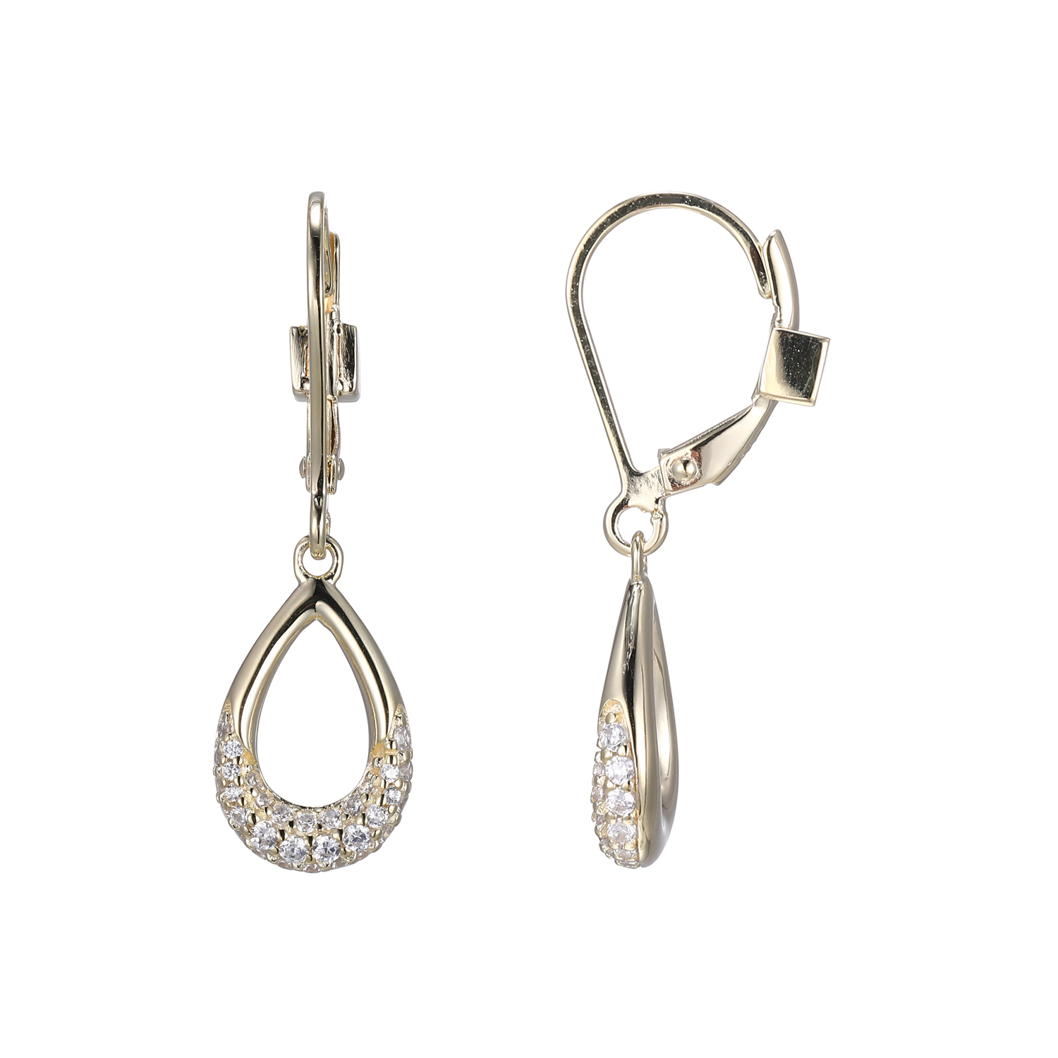 Lady's Yellow Sterling Silver Leverback Earringss