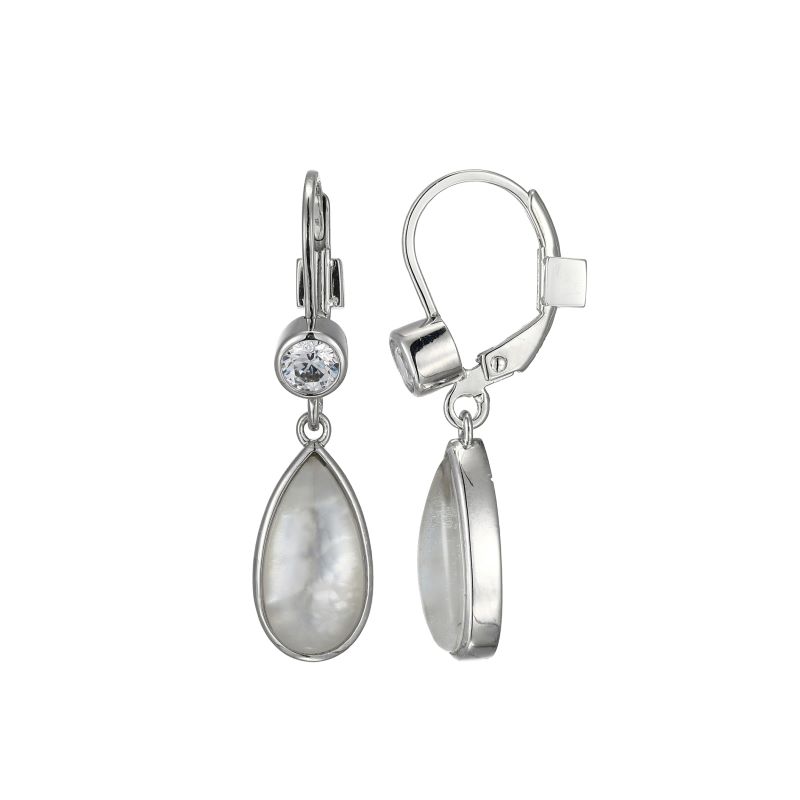 Sterling Silver Crystal & Mother Of Pearl Earrings