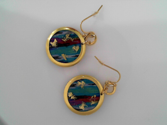 22k And Brass Blue Fashion Earring