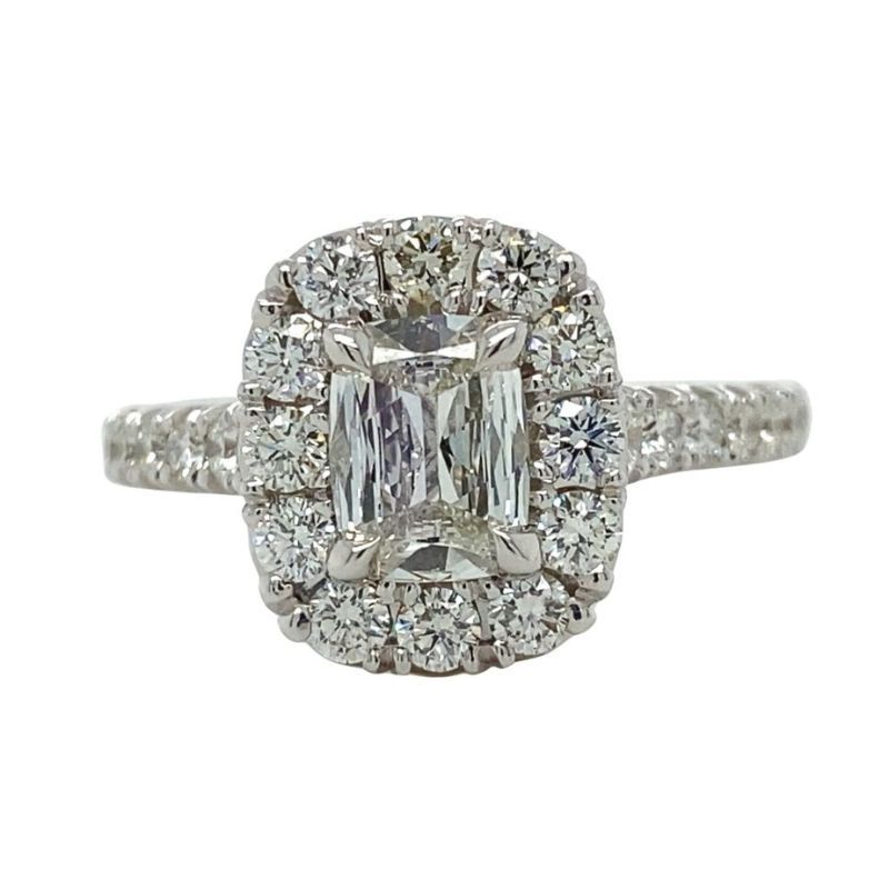 HENRI DAUSSI Cushion Halo Engagement Ring