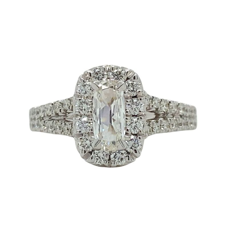 HENRI DAUSSI Cushion Halo Engagement Ring