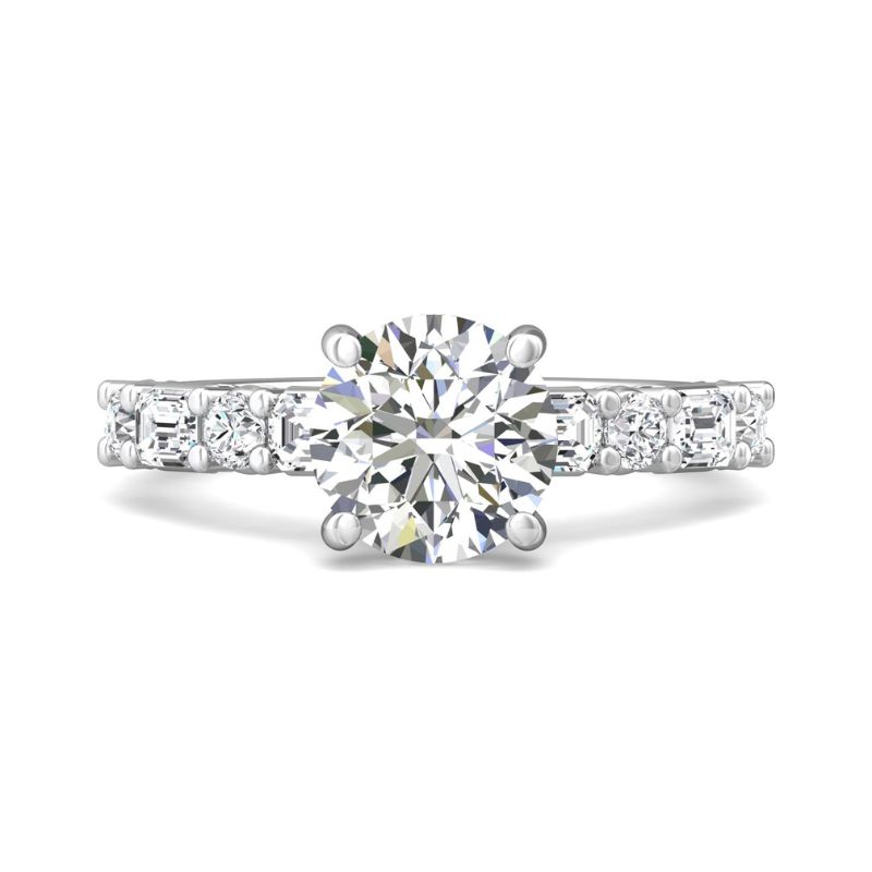 MARTIN FLYER Alternating Emerald Cut & Round Diamond Engagement Ring