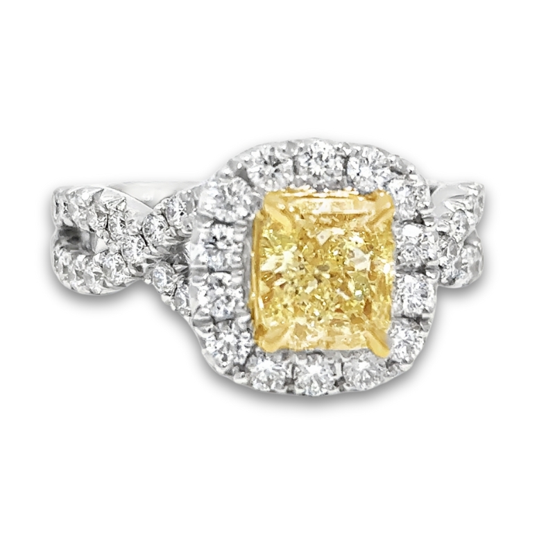 Yellow Diamond Engagement Ring with Halo