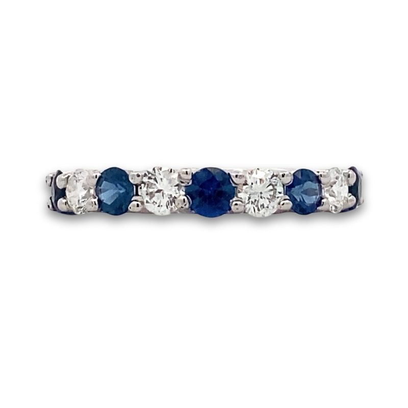 Alternating Diamond & Sapphire Wedding Band