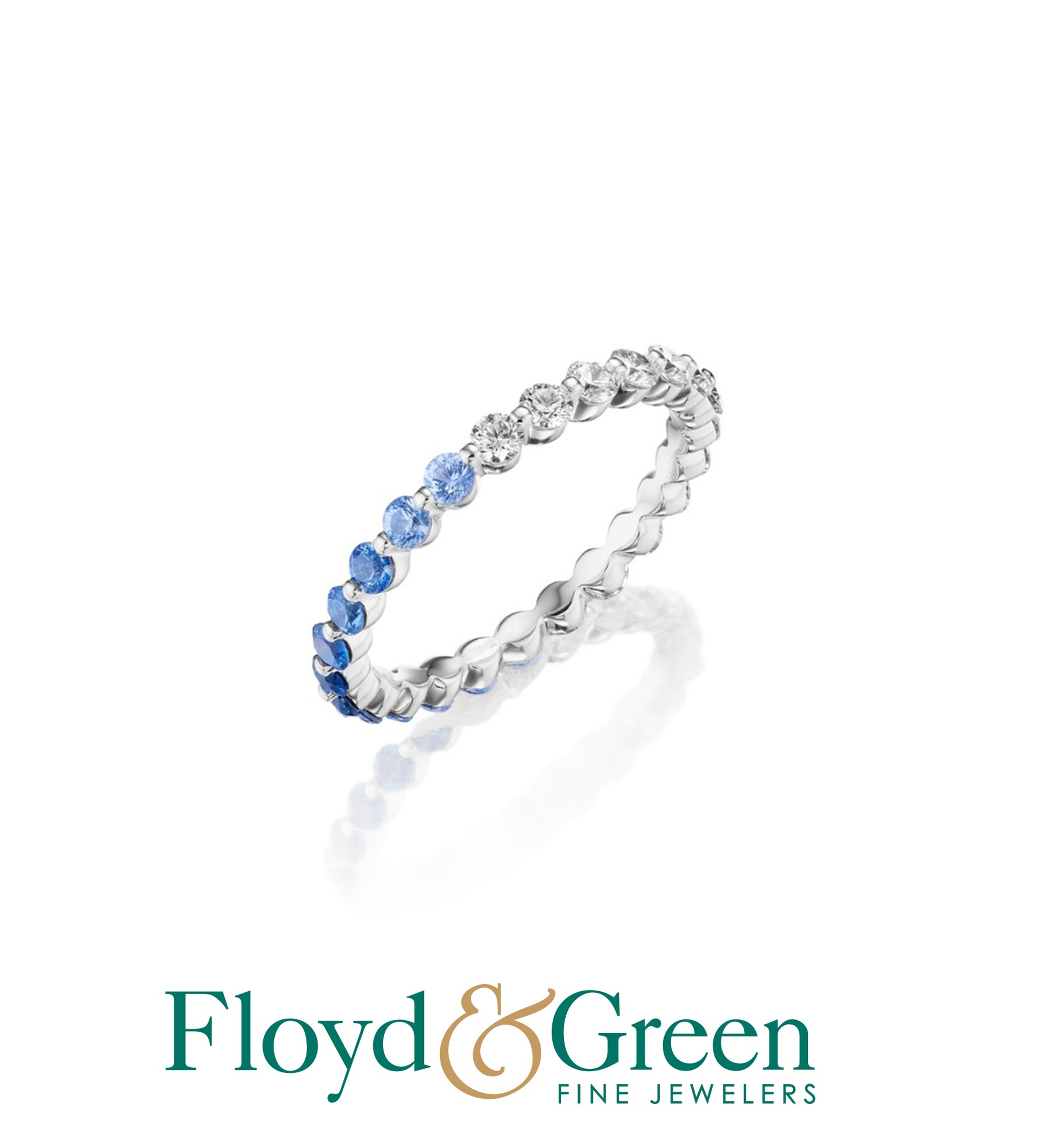 white band with blue and clear stones