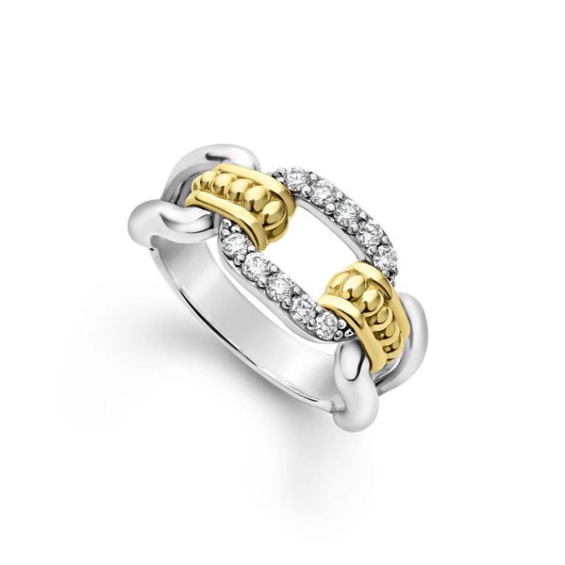 LAGOS Signature Caviar Diamond Link Ring