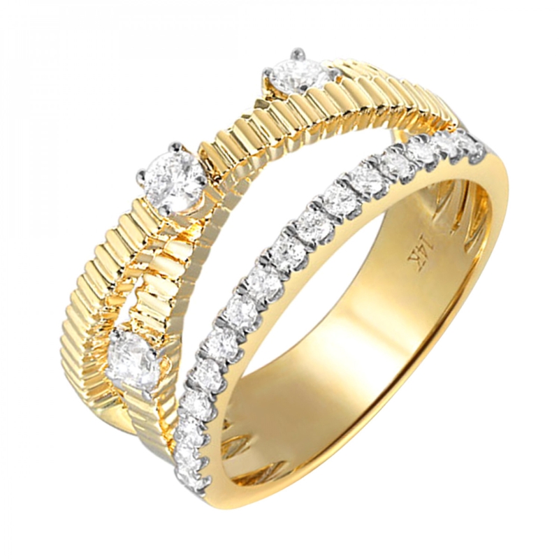 3 Row Diamond Band Ring