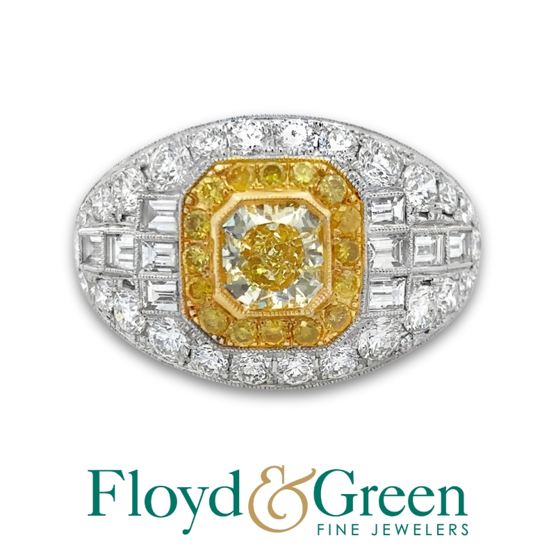 Fancy Yellow Diamond Domed Ring