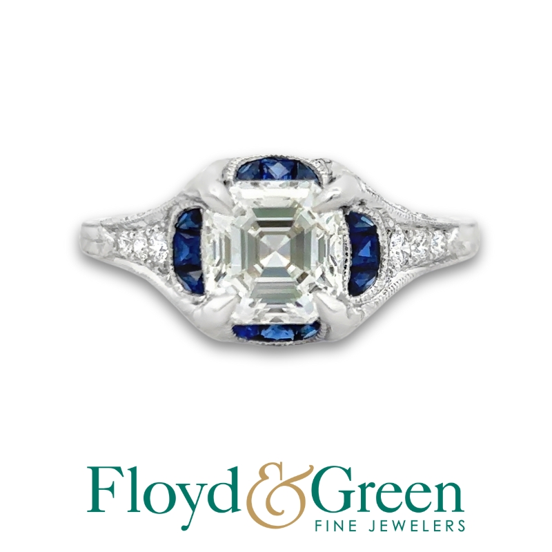 Platinum Blue Sapphire & Diamond Ring