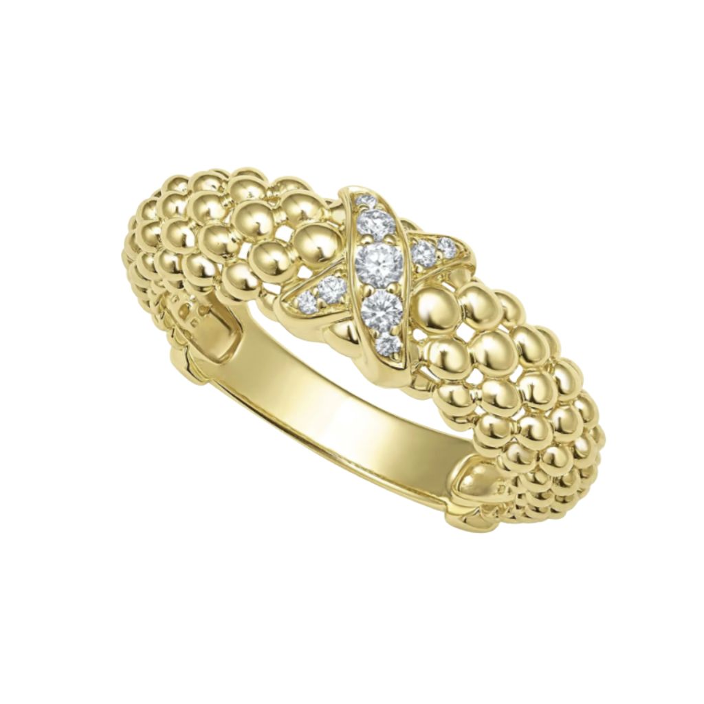 18K Embrace X Caviar Diamond Ring .01ctw G-H/SI - Size 7