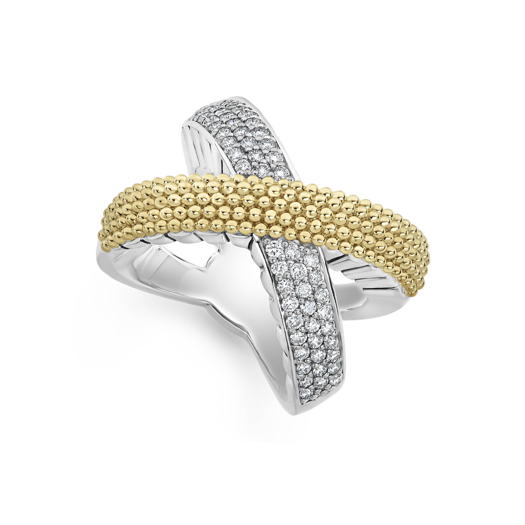 LAGOS: CAVIAR LUX ' X ' GOLD CAVIAR DIAMOND RING