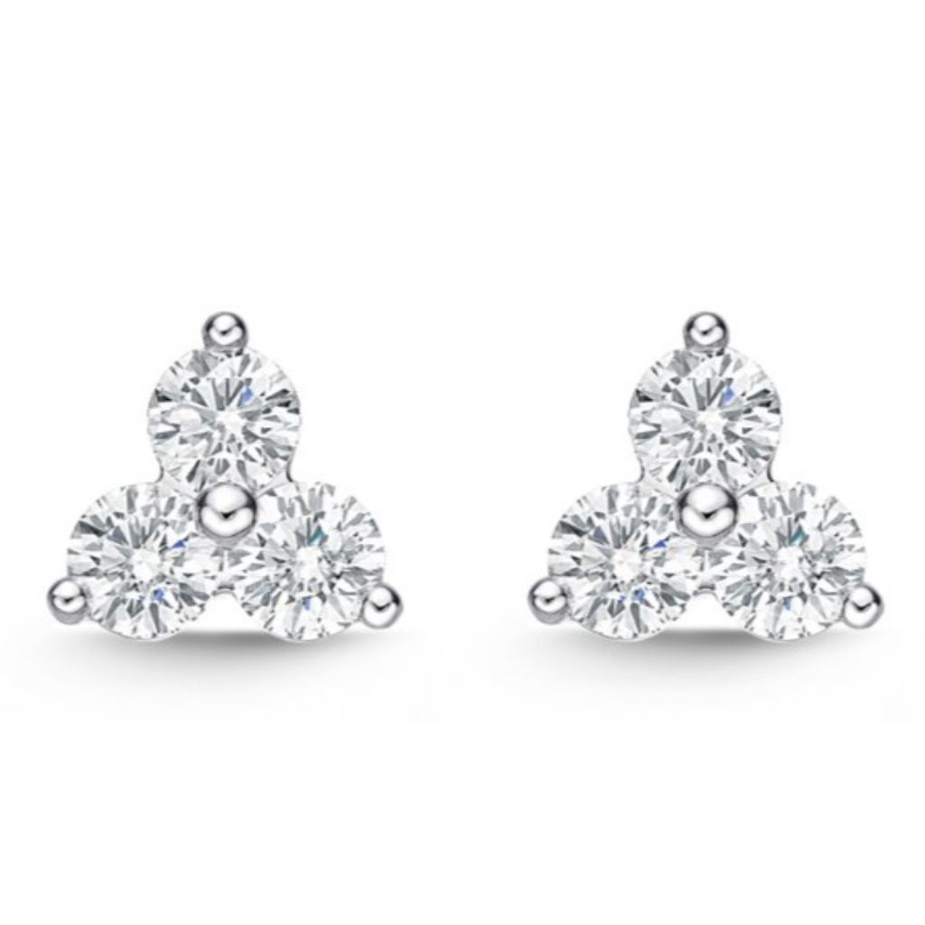 MEMOIRE Trinity Diamond Stud Earrings