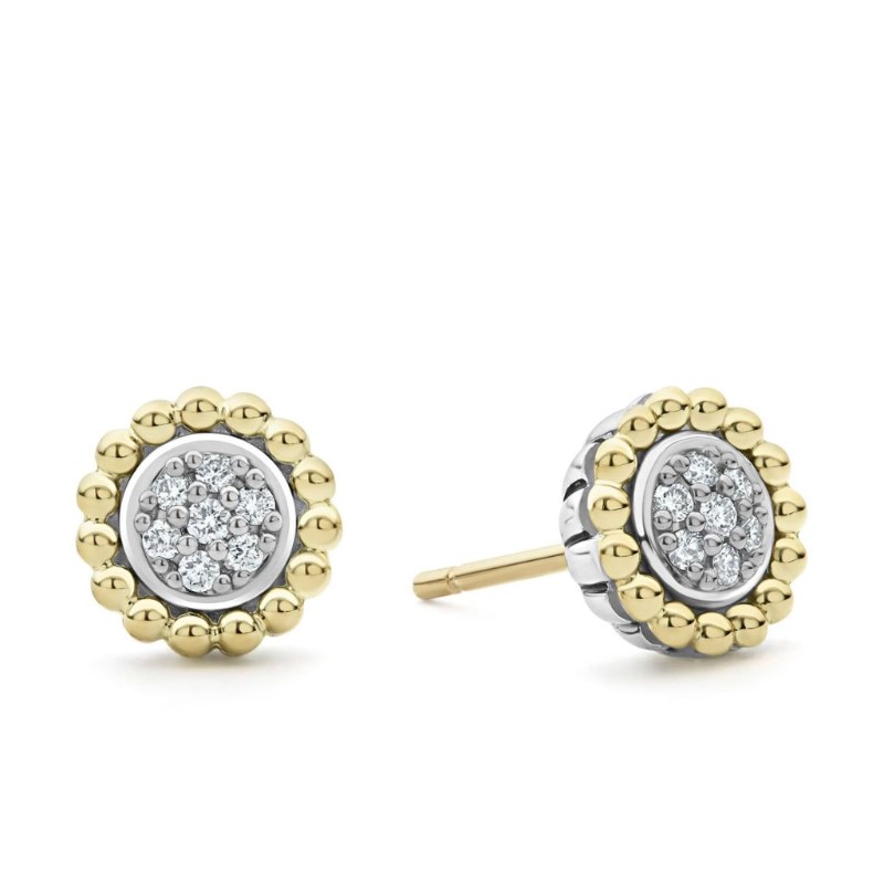 LAGOS Caviar Lux Two-Tone Caviar Diamond Stud Earrings